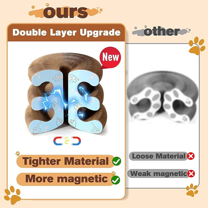 Double Layer Magic Organ Cat Scratcher Board with 4 Interactive Balls, Foldable Scratching Pad for Indoor Cats, Magnetic Interactive Organ Toy, Portable Cat Toys for Apartment, Travel, New Owner