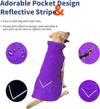 Dog Coat, Waterproof Dog Winter Jacket with Pocket, Reflective Adjustable Pet Snow Vest, Warm Cozy Fleece Sweater for Small Medium Extra Large Dogs - Purple, 3XL