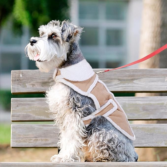 Namsan Small Dog Coat for Winter, Fleece Dog Jackets with Leash Hole Small Breeds, Warm Doggie Coats for Small Dogs, Winproof Dogs Vest with Adjustable Magic Tape, Easy to Wear, S