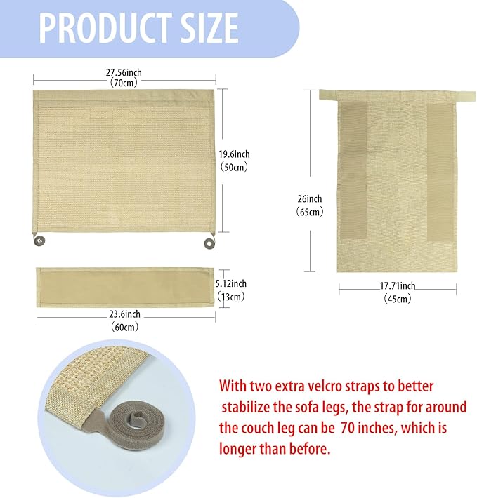 Couch Protector from Cat Claws,Dual-Sided Fit for Left & Right Sofa Arms, Multiple Colors to Blend with Any Home Decor, Couch Corner Protectors for Cats and Cat Scratch Furniture Protector(Warm Beige)
