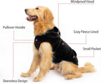 EXPAWLORER Dog Hoodie Fleece Sweater Vest, Hooded Dog Sweatshirt Fall Winter Pet Clothes with Leash Ring, Sleeveless Warm Cozy Puppy Clothing for Cat Small Medium Large Dogs Girl Boy, Black M