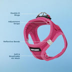 Best Pet Supplies Voyager Step-in Air Harness - All Weather Mesh, Reflective, No Pull Harness for Dogs, Cats - Secure with Hook & Loop Fastener, Buckle, Double D-Rings - Fuchsia, XXS