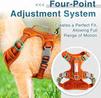 BARKBAY Dog Harness No Pull Oxford with ID Tag Pocket - Heavy Duty, Reflective, Easy Control for Large Dogs(Pumpkin Oxford,S)