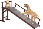 Onelike Wooden Dog Ramp for Bed with Removable Side Rail and Non-Slip Carpet, Stable Pet Ramp Stair for Couch Sofa for Small & Large & Senior Dogs, 74" Long Ramp Brown