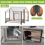 GUTINNEEN Outdoor Dog House Heated Dog Kennel with Insulated Liner & Heating System for Winter Large Dog Cage with All-Around Iron Frame Dog Kennel for Small & Medium & Large Dogs