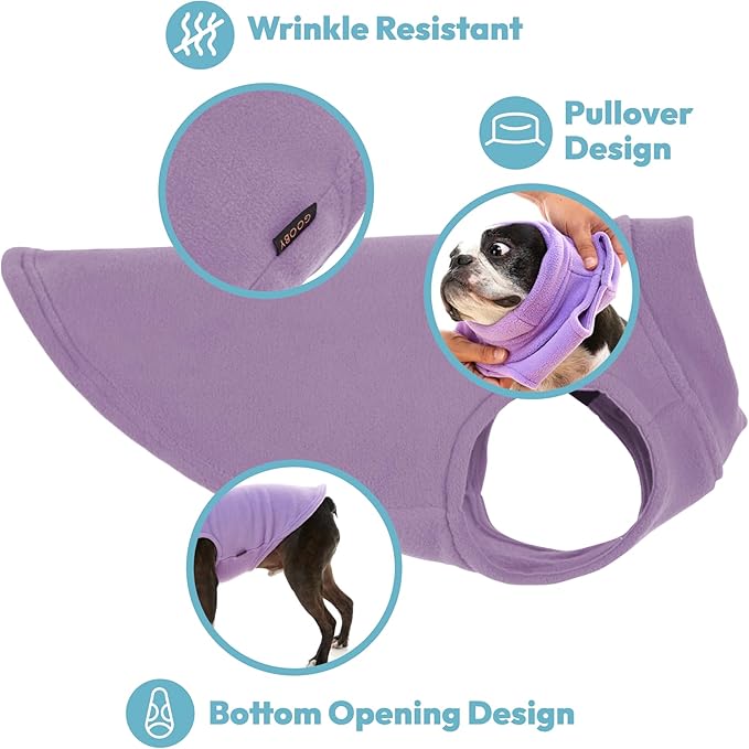 Gooby - Stretch Fleece Vest, Pullover Fleece Vest Jacket Sweater for Dogs, Violet, X-Small