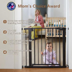 Mumeasy 29.6-46" Baby Gate for Stairs, Pressure Mounted Dog Gate for Doorways, Auto Close Pet Gate for Indoor Use, Extra Wide Child Gate with Walk Thru Door Black, Mom's Choice Awards Winner
