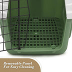 Athena Collection 22" Hard-Sided Travel Pet Carrier for Small Dogs and Cats, Plastic Dog Crate with 2-Door Top & Front Load, Ventilation, Security Lock, Cat Dog Carrier for Pet, up to 22lbs, Green