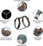 Plutus Pet No Pull Dog Harness, Adjustable Nylon Harness with Soft Padding, Reflective and Heavy Duty Dog Harness for Small, Medium, Large Dogs(Chocolate, M)