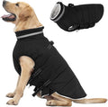 Mklhgty Large Dog Coat with Harness Built-in, Waterproof Reflective Fleece Lined - Warm Windproof Winter Jacket with Back Zipper, Cold Weather Snow Dog Coats - Black - XL