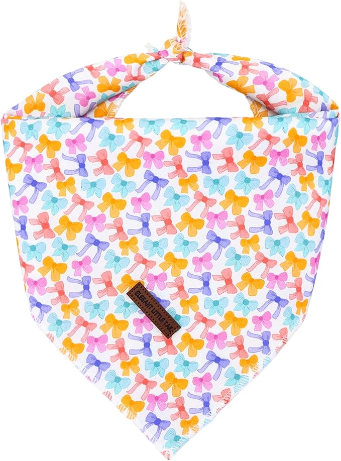 Elegant little tail Spring Dog Bandana, Cute Sailor Bow Washable Pink Dog Scarf Female or Male Square Bib Kerchief Scarf Adjustable Pet Bandana for Medium Large Dogs