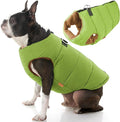 Gooby Padded Vest Dog Jacket - Solid Green, Medium - Warm Zip Up Vest Fleece Jacket with Dual D Ring Leash Water Resistant for Small to Medium Dogs
