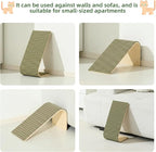 THAKWEN Natural Cork L-Shaped Cat Scratcher, Eco-Friendly Corrugated Paper Wear-Resistant Cat Scratching Pad, Wall/Sofa-Mounted Cat Claw Grinding Toy for Small Apartments, Pet Supplies (Mint Green)