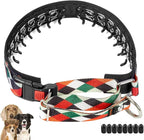 Mayerzon Martingale Dog Prong Collar for Pulling, Personalized Vintage Slip Pinch Collar with Buckle for Large Medium Small Dogs for Walking Training and Festivals(L, Pop Art)