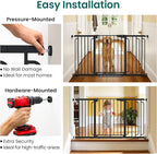 Cumbor 30.4-56.8" Extra Wide Baby Gate for Stairs, Dual Lock & Self-Closing Dog Gate Indoor, Easy Install Pet Gate for Doorways & Wide Openings, Easy Walk Thru Safety Proofing for Babies & Pets, Black