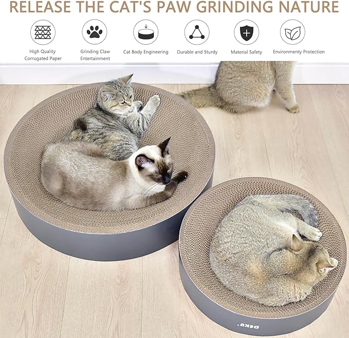 2 in 1 Round Cat Scratching Board, Cardboard Cat Scratcher for Indoor Cats, Corrugated Cat Scratch Pad for Grinding Claws and Rest (16.1'')