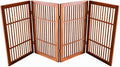 Urnporium Pet Dog Gate Freestanding, Strong Durable Folding Wooden Fence, Portable Acacia Hardwood Safety Barrier for Indoor & Outdoor Use (Brown Pet Gate, 4 Panel 30" Tall)