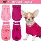 2 Pack Dog Sweaters for Small Dogs, Chihuahua Yorkie Sweater, Dog Clothes for Small Dogs, Winter Warm Pullover Clothing, Pet Cat Cold Weather Puppy Clothes Outfits L