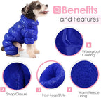 AOFITEE Dog Winter Coat, Waterproof Dog Jacket, Fullbody Dogs Winter Coat Snowsuit, Windproof Puppy Puffer Jacket Snow Suit with Legs, Pet Fleece Vest, Cold Weather Coats for Small Dogs, Blue XL