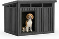 VIXZEN Dog House Outdoor, Indoor Dog House Medium Size Dog with Weatherproof PP Resin Material, Doghouse Outdoor with Openable Roof for Easy Cleaning, Sloped Roof, Air Vents, Easy Assembly (Black)