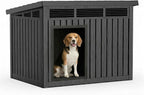 VIXZEN Dog House Outdoor, Indoor Dog House Medium Size Dog with Weatherproof PP Resin Material, Doghouse Outdoor with Openable Roof for Easy Cleaning, Sloped Roof, Air Vents, Easy Assembly (Black)