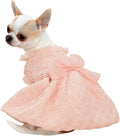 Kuoser Dog Dress, Cute Dog Dresses for Small Dogs Girl Elegant Puppy Tutu with Bow-Knot, Doggie Princess Costume Pet Outfit for Birthday Party Christmas Halloween Wedding, Pink XS