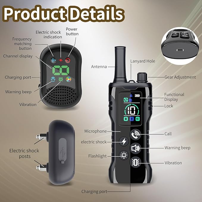 Dog Training Collar -4900Ft Dog Training Collar with Remote,IP67 Waterproof Electric Collar with 4 Training Modes,Support Remote Voice Call Function,Rchargeable E-Collarfor All Dog Sizes (Black)