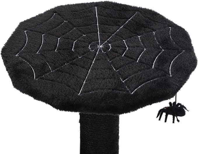 64" Modern Gothic Cat Tree Natural Branch Multifunctional Hammock Cat Tower, Luxury Black Cat Condo Indoor, Plush Toys Gift for Large/Medium Cats