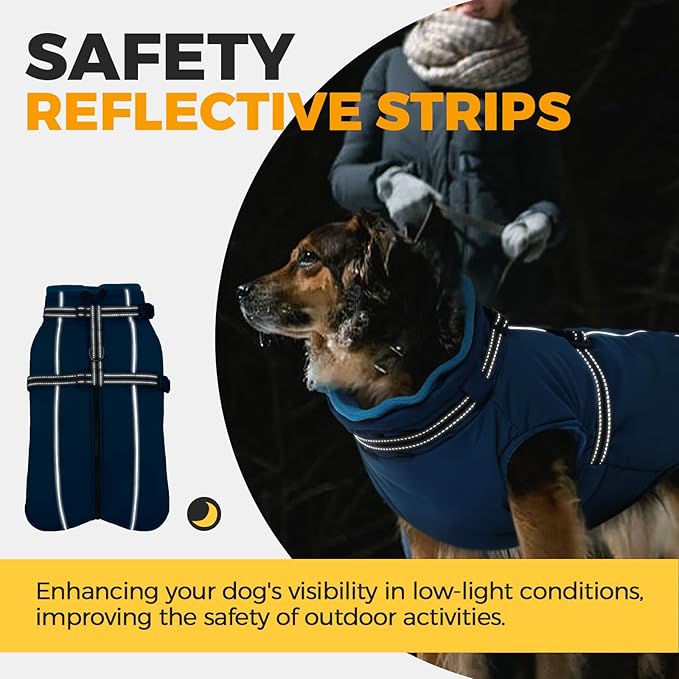 Lelepet Waterproof Dog Jacket with Harness Built in Warm Dog Winter Coat, Reflective Fleece Jacket Jacket, Dogs Coats for Small Dogs, Thermal Pet Snowsuit for Cold Weather Chihuahua, Maltese, Blue, XS