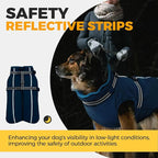 Lelepet Dog Coat for Large Dogs Waterproof Dog Jacket with Harness Built in Reflective Windproof Fleece Jacket with Zip Warm Winter Coats for Dogs Cozy Thermal Pet Snowsuit, Border Collie, Blue, XL