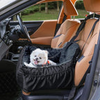 Dog Car Seat for Small Dogs, Washable Pet Booster Seats with Clip-On Safety Leash, Comfy Deluxe Plush Carseat with Storage Pockets, Puppy Car Travel Carrier Bed for Dogs Under 25 lbs, Black