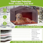 GUTINNEEN Dog House for Outdoor Use, Large Heated Dog Shelter with Durable Metal Frame for Weatherproof Dog Kennel for Winter with Insulated Liner and Heating Pad for Large Dogs(Brown