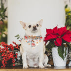 Elegant Little Tail Girl Dog Bandanas - Vintage Flower Pattern Dog Kerchief, Small/Medium/Large, Adjustable, Washable Square Scarf