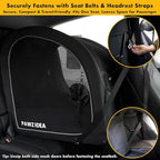 PAWZIDEA Portable Dog Crate for Car Travel, Collapsible Pet Travel Crates for Medium & Large Dogs, Enclosed Soft-Sided Car Kennel Carrier for Backseat, Secures w/Seatbelt & Headrest Strap, Chew-Proof