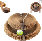Kitty Kurlz Cat Toy, Magic Organ Cat Scratch Board, Compact Cats Accordion Toy, Foldable Interactive Cardboard Cat Scratcher Pad Toys with 1 Bell Balls for Indoor Cats