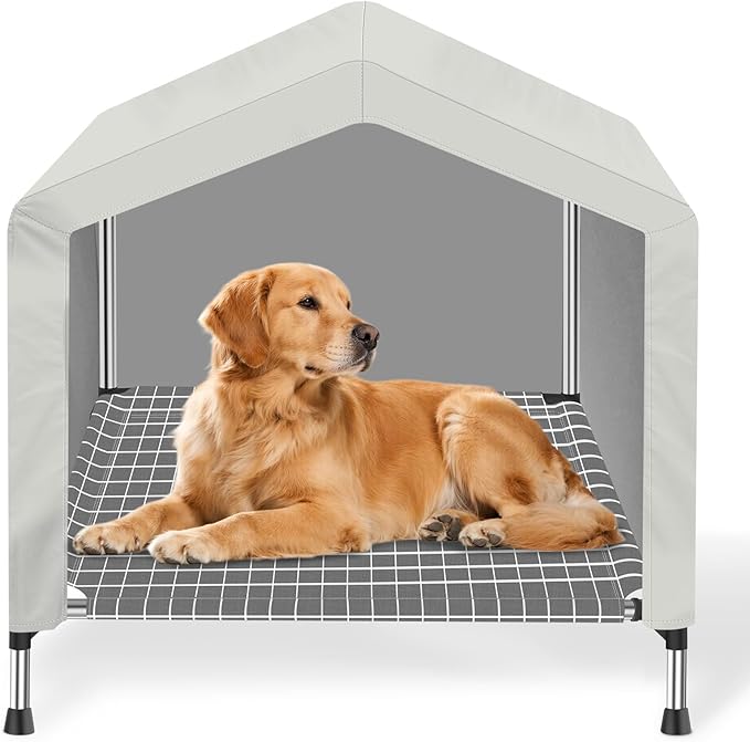 Elevated Dog House for Outdoor or Indoor - Waterproof Dog Tent Cat House, Dog Sunshade Tent, Pet House with Removable Cover, Suitable for Medium Cats Dogs