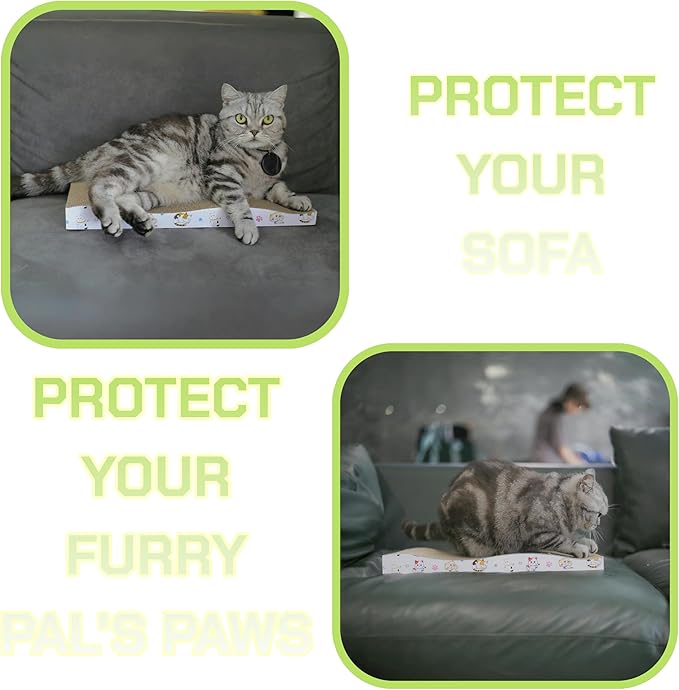 VELVETPAW Cat Scratching Board cat Scratcher Cat Scratch Pad Cardboard cat scratchers for Indoor Cats Reversible Large Wide Corrugated with Catnip(2pcs)
