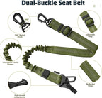 Pawaboo Dog Seat Belt Harness for Car, Dog Car Harness Seatbelt with Double Clips, Adjustable Breathable Pet Vest & Dogs Safety Tether with Elastic Bungee for Small Medium Large Pet, S, Green + Black