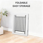 ZJSF Freestanding Foldable Dog Gate for House Extra Wide Wooden White Indoor Puppy Gate Stairs Dog Gates Doorways Tall Pet Gate 4 Panels Fence