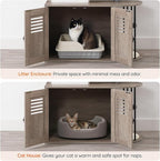 HOOBRO Cat Tree with Litter Box Enclosure, Arched All-in-One 31.5" Cat Tower with Hidden Litter Box Furniture for Indoor Cats, Versatile Cat Condo with Sisal Posts, Hammock, Greige and Gray BG45MZ03