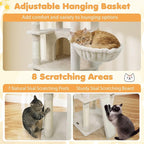 Tangkula 65 Inch Tall Cat Tree, Multi-Level Cat Tower with Sisal Scratching Posts & Board, 2 Condos, 3 Plush Top Perches, Adjustable Basket, 3 Hanging Balls for Indoor Cats (Beige)