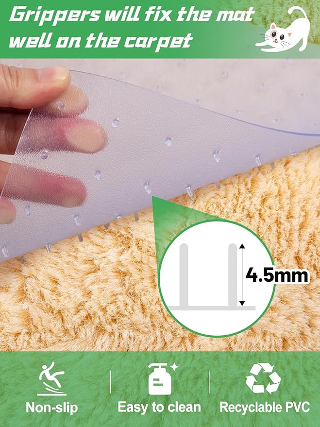 3.9Ft(L) Carpet Protector for Pets - Anti-Slip Cat Carpet Protector, Scratch Resistant Pets Scratch Stopper, Easy to Cut Floor Runner Under Doorway to Prevent Tearing for Cat Owner Gifts