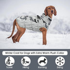 FUAMEY Dog Coat for Small Dogs,Waterproof Dog Winter Jacket with Harness Built in Puppy Cold Weather Coats Reflective Pet Vest with Zipper Warm Fleece Dogs Snowsuit Windproof Grey Camo S
