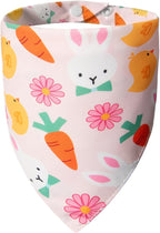 Dog Bandana for Easter Day - Lovely Bunny Carrot Chicken & Daisy Flower Theme, Holiday Pet Costumes Scarf with Adjustable Snap Button, Medium to Large Breeds (30-75lbs)