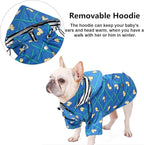 Morezi Dog Zip Up Raincoat with Reflective Buttons, Rain/Water Resistant, Adjustable Drawstring, Removable Hood, Raincoats with Legs 8lbs to 80lbs Available - Grid Blue - Medium