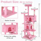 Cat Tree 70 Inches Cat Tower for Indoor Cats Multi-Level Cat Condo with Litter Box Enclosure,Scratching Posts for Indoor Cats (Pink)