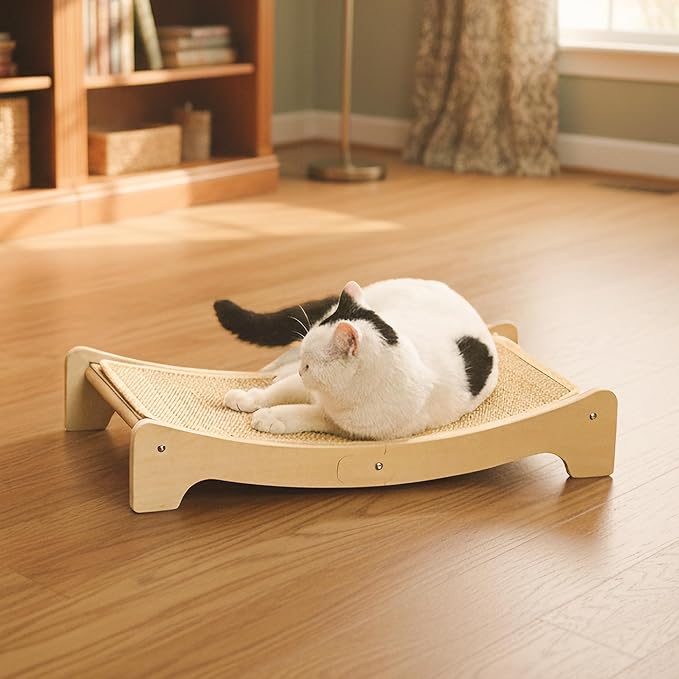 PETKARAY Sisal Cat Scratching Board, Curved Sisal Cat Scratcher, Large Indoor Kitty Scratch Pad, Heavy Duty Arc Lounge Bed for Kitten