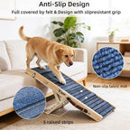 ZJSF Foldable Dog Ramp for High Bed, Wooden Dog Stairs to Bed for Small Dogs, High Traction Platform with 4 Adjustable Heights (14"-19.7"), 33", Supports up to 70 lbs