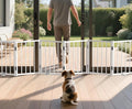 BFNN Free Standing Foldable Dog Gate, 16.5" High Step-Over Metal Short Pet Gate, Up to 72" Wide Puppy Fence for Stairs and Doorways, Indoor & Outdoor Use, No Drilling and No Assembly, White