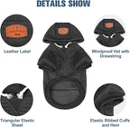 BEAUTYZOO Small Dog Hoodie Sweater with Pockets, Dog Clothes for Small Medium Dogs Boy Girl, Waffle-Like Laminated Cotton Pet Coats with Hat and Leash Hole, Black ML